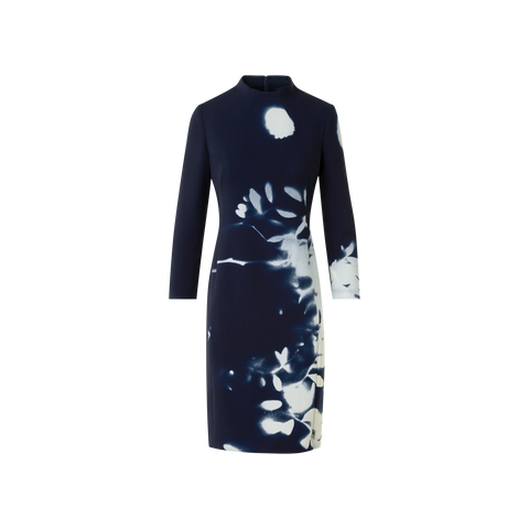 Short Wool Mock Neck Dress in Wildflower Print