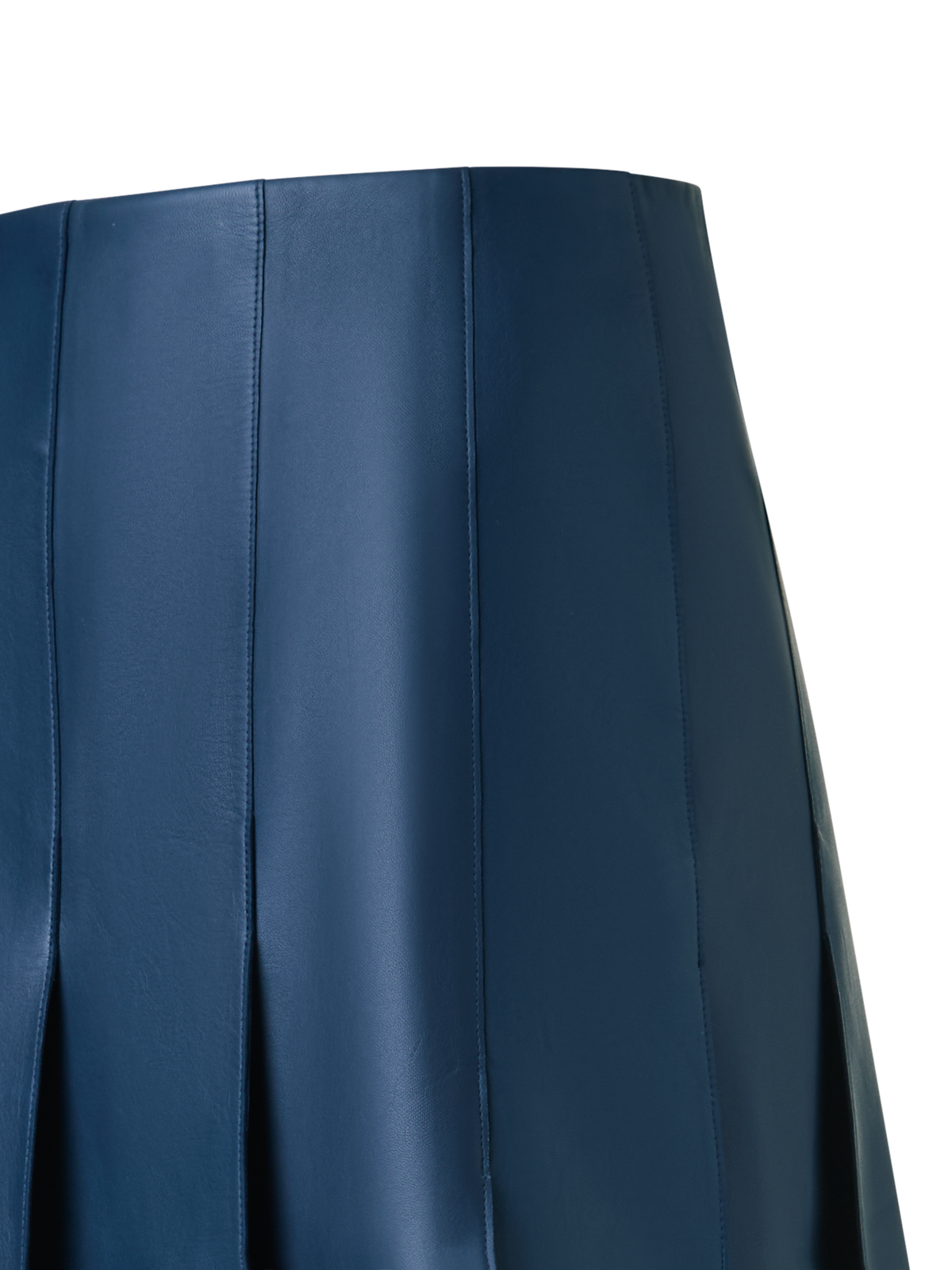 Designer Half-Pleated Leather Mini Skirt - neutral - navy - blue