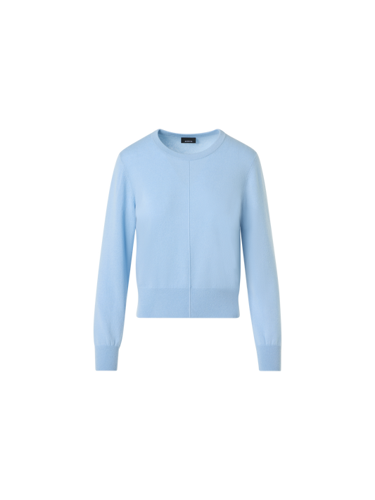 Designer Cashmere Crew-Neck Sweater - blue