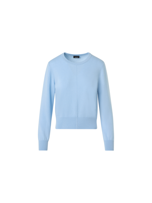 Designer Cashmere Crew-Neck Sweater - blue