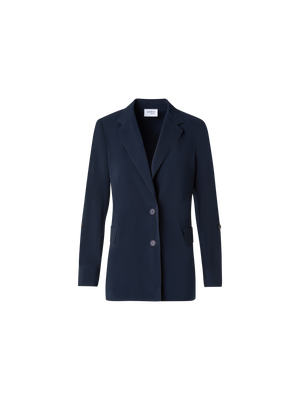 Designer Travel-Friendly Laser Cut Boyfriend Blazer - navy - blue