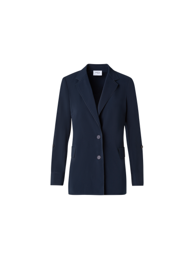 Designer Travel-Friendly Laser Cut Boyfriend Blazer - navy - blue