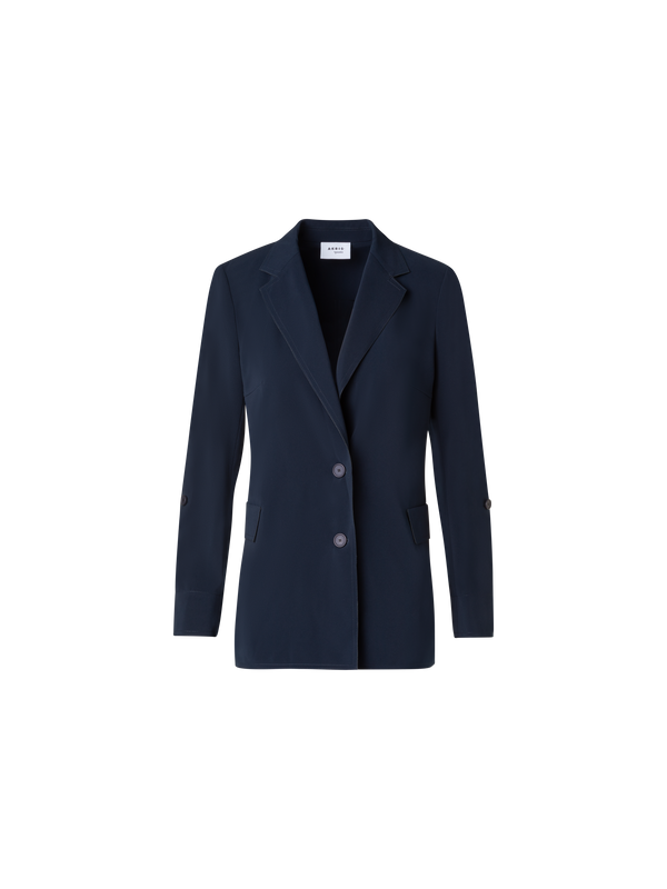 Designer Travel-Friendly Laser Cut Boyfriend Blazer - navy - blue