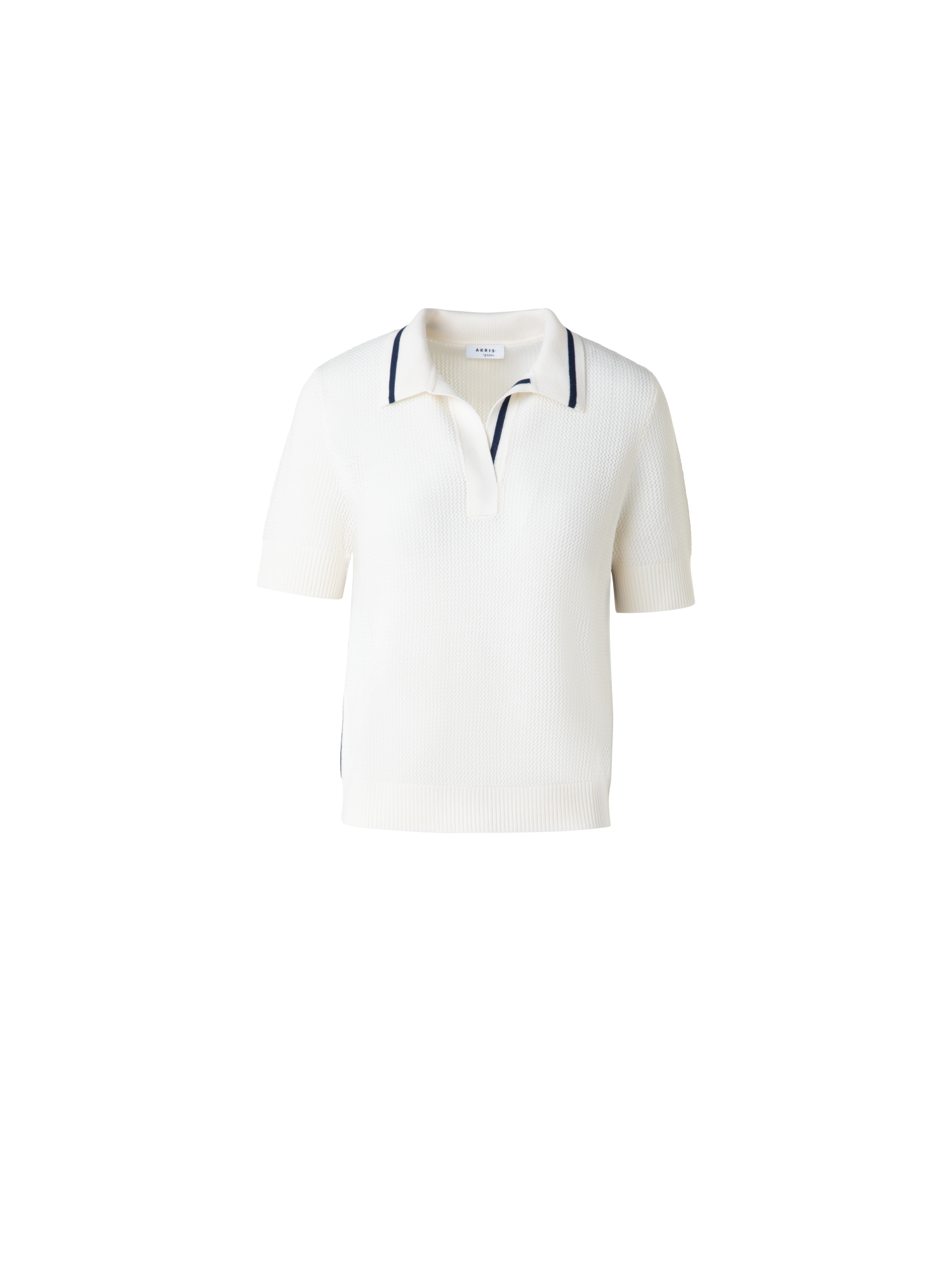 Designer Merino Mesh Knit Polo Shirt - multicolor - ecru - white