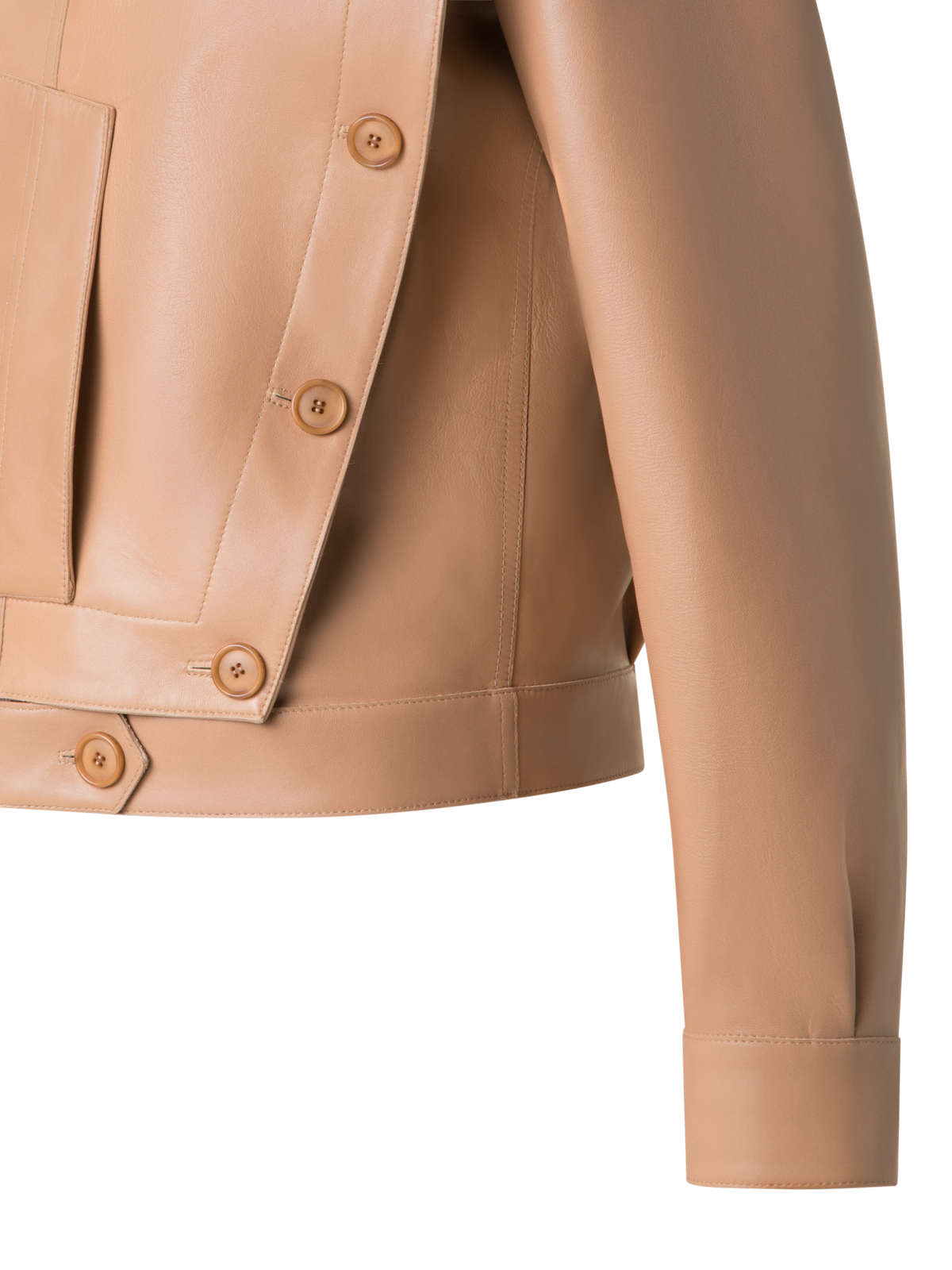 Designer Asymmetrical Trench Leather Jacket - neutral - pastel - beige