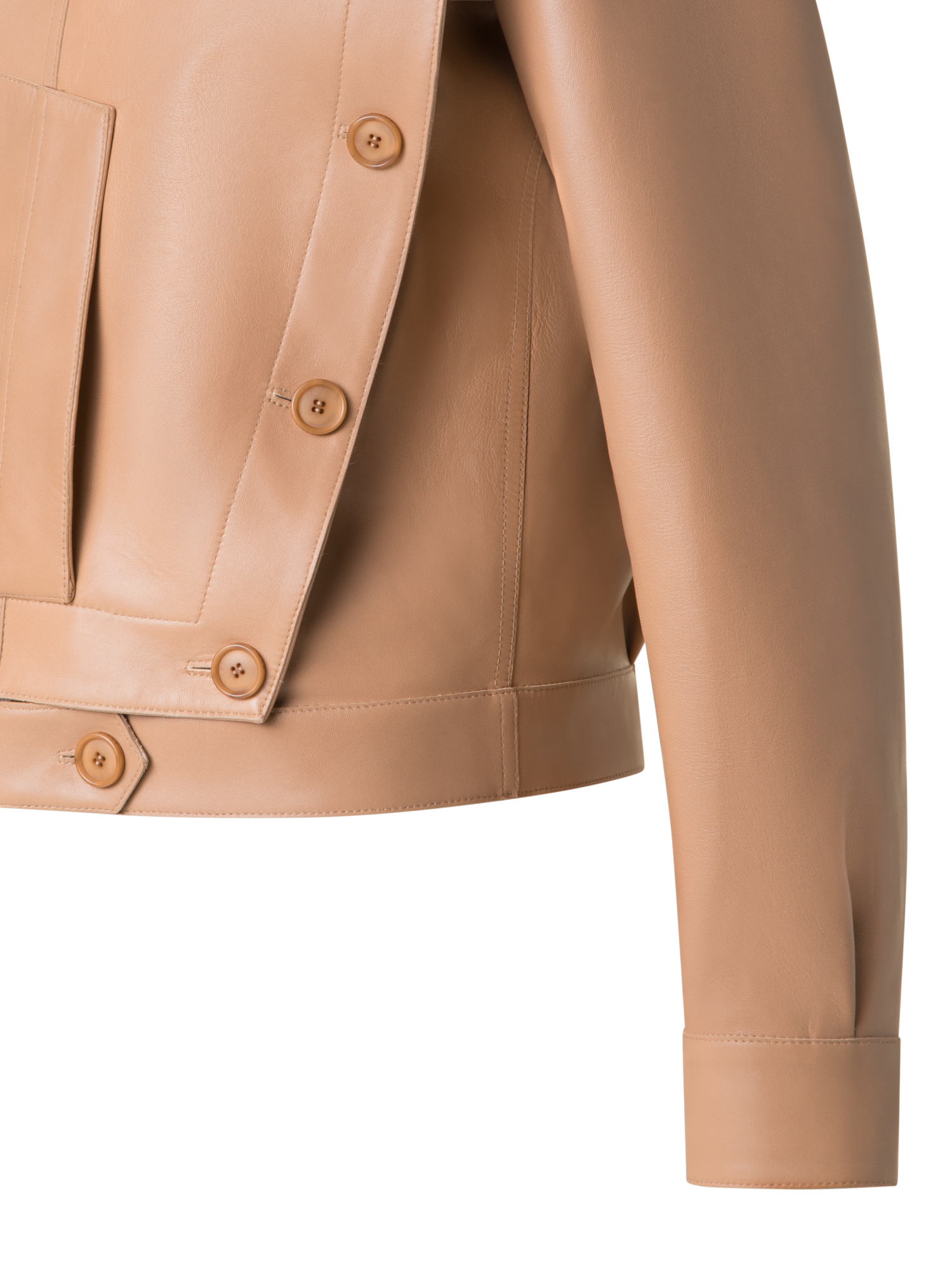 Designer Asymmetrical Trench Leather Jacket - neutral - pastel - beige