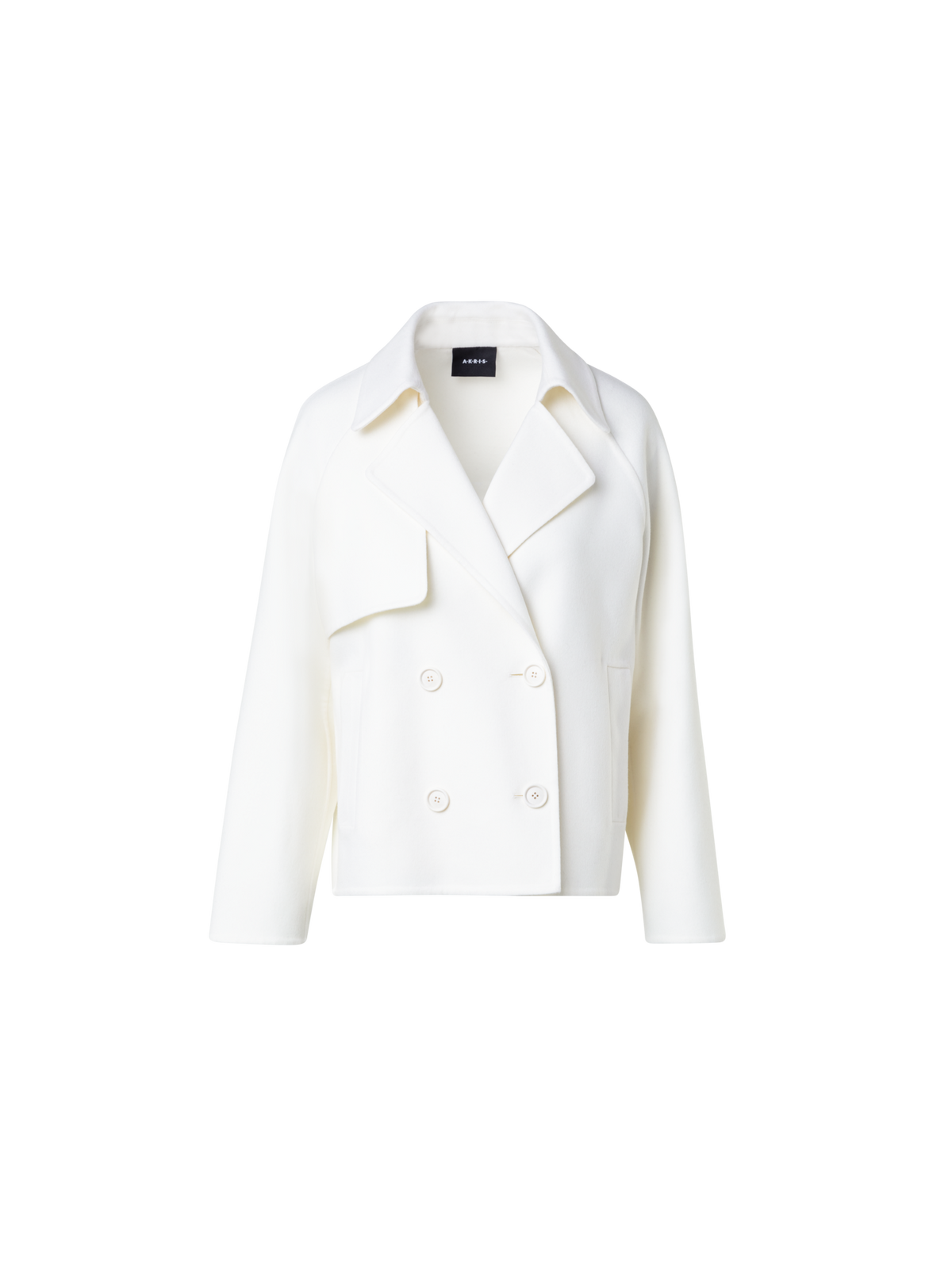Designer Trench Jacket in Wool Double-Face - ecru - white