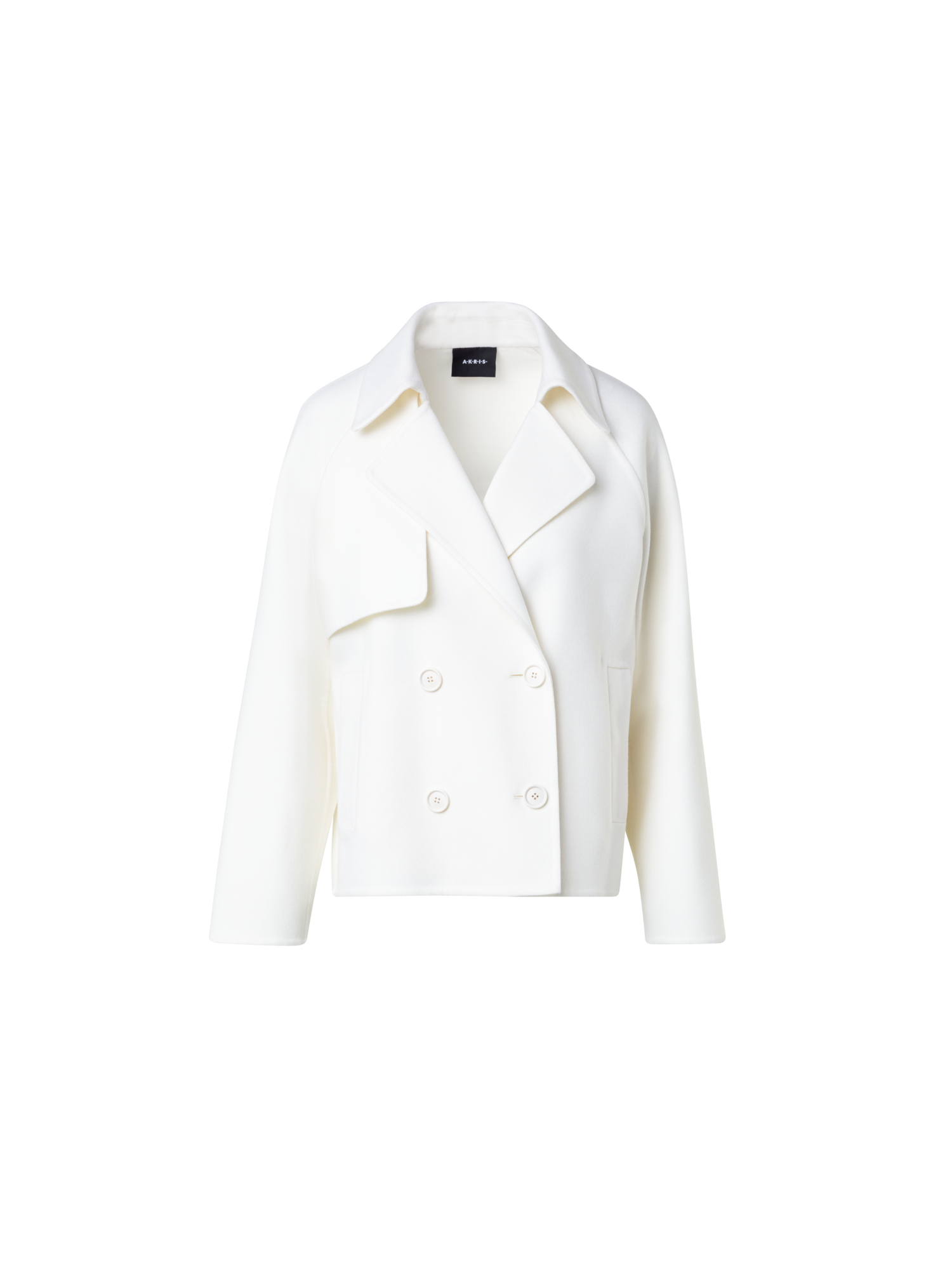 Designer Trench Jacket in Wool Double-Face - ecru - white