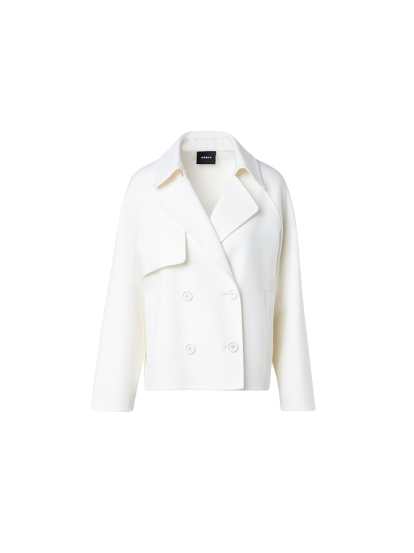Designer Trench Jacket in Wool Double-Face - ecru - white