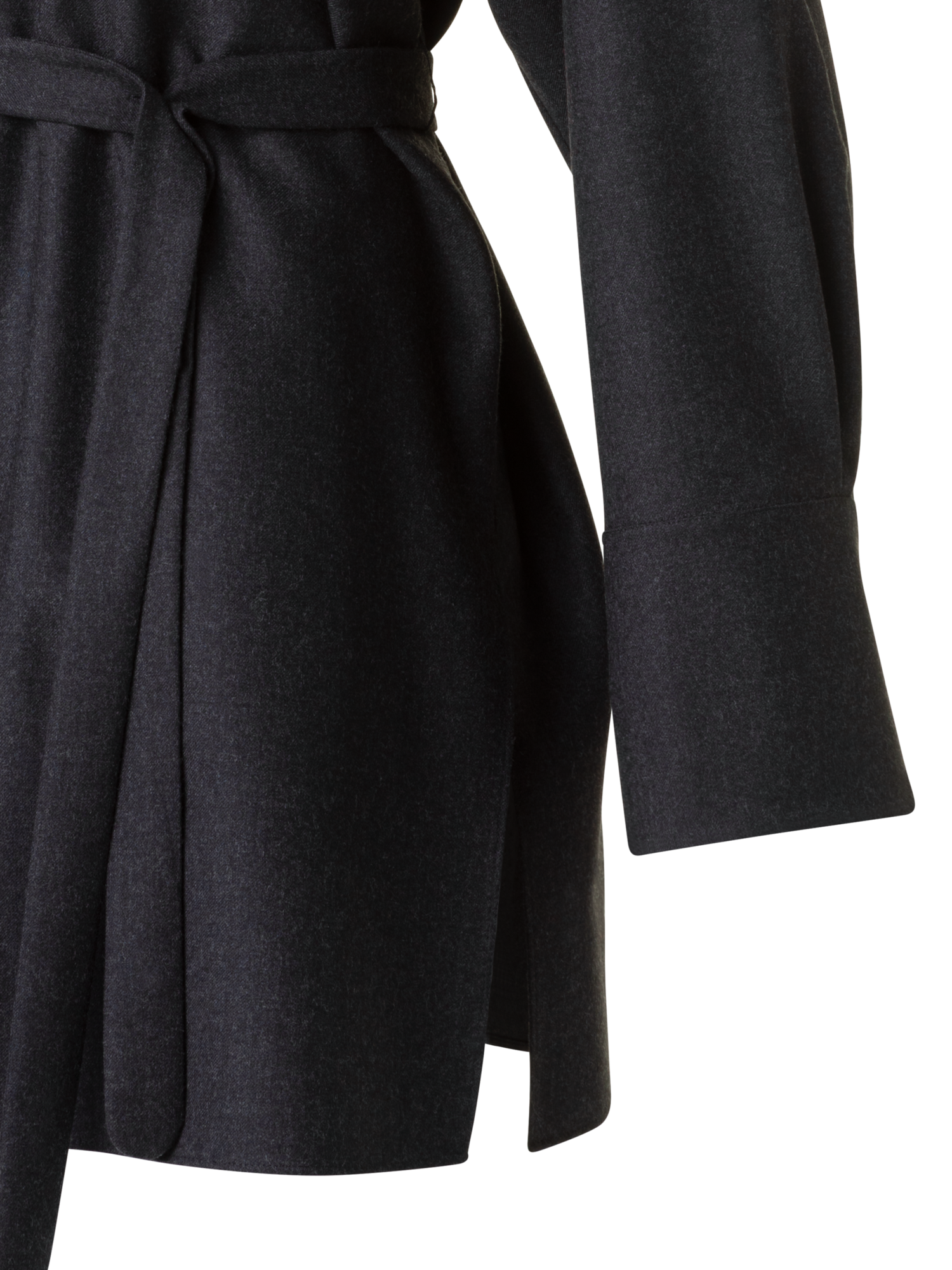 Designer Oversized Wool Flannel Tunic Blouse - neutral - grey