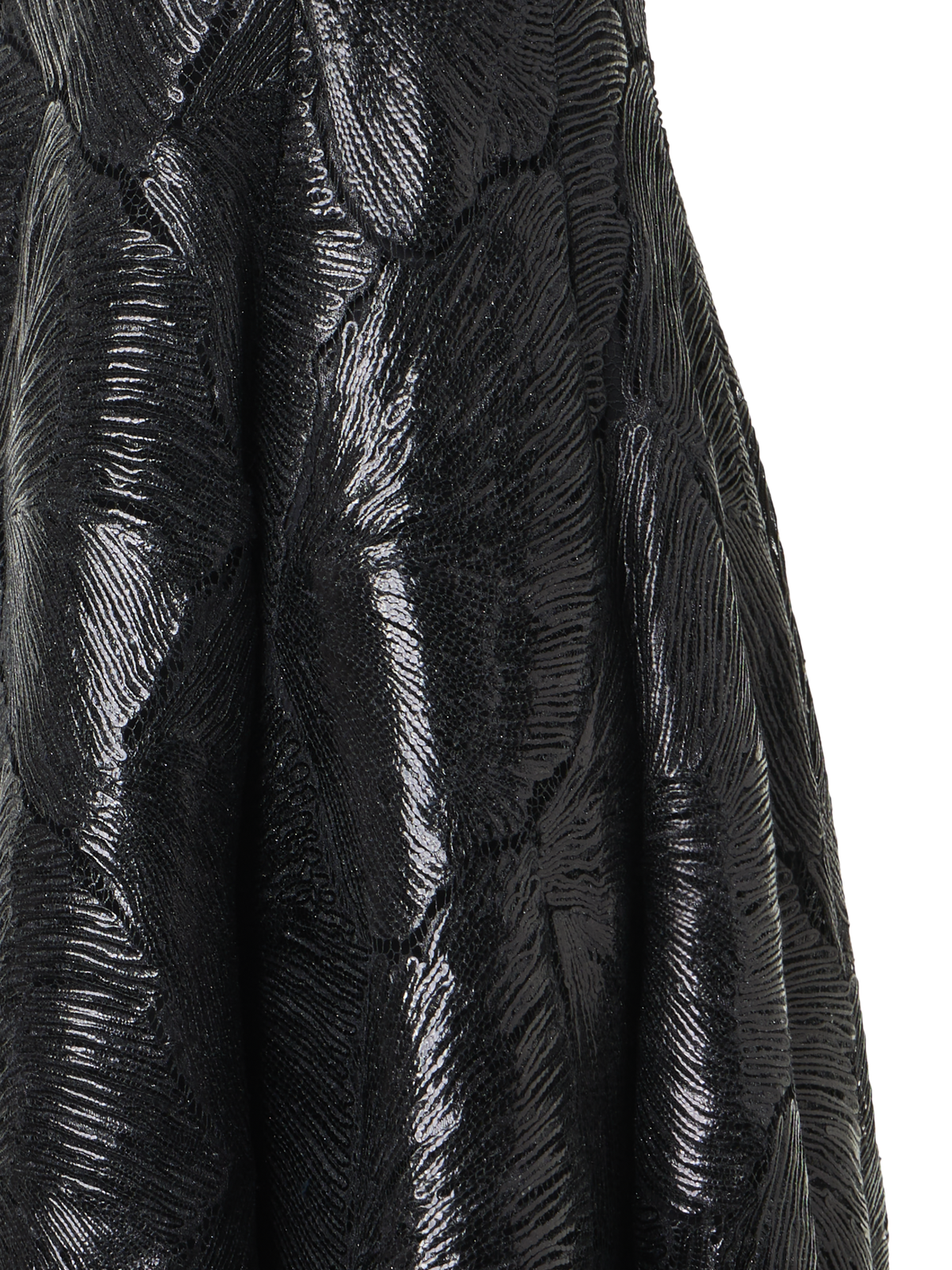 Designer Lacquered Sea Fan Lace Fit-and-Flare Midi Dress - black