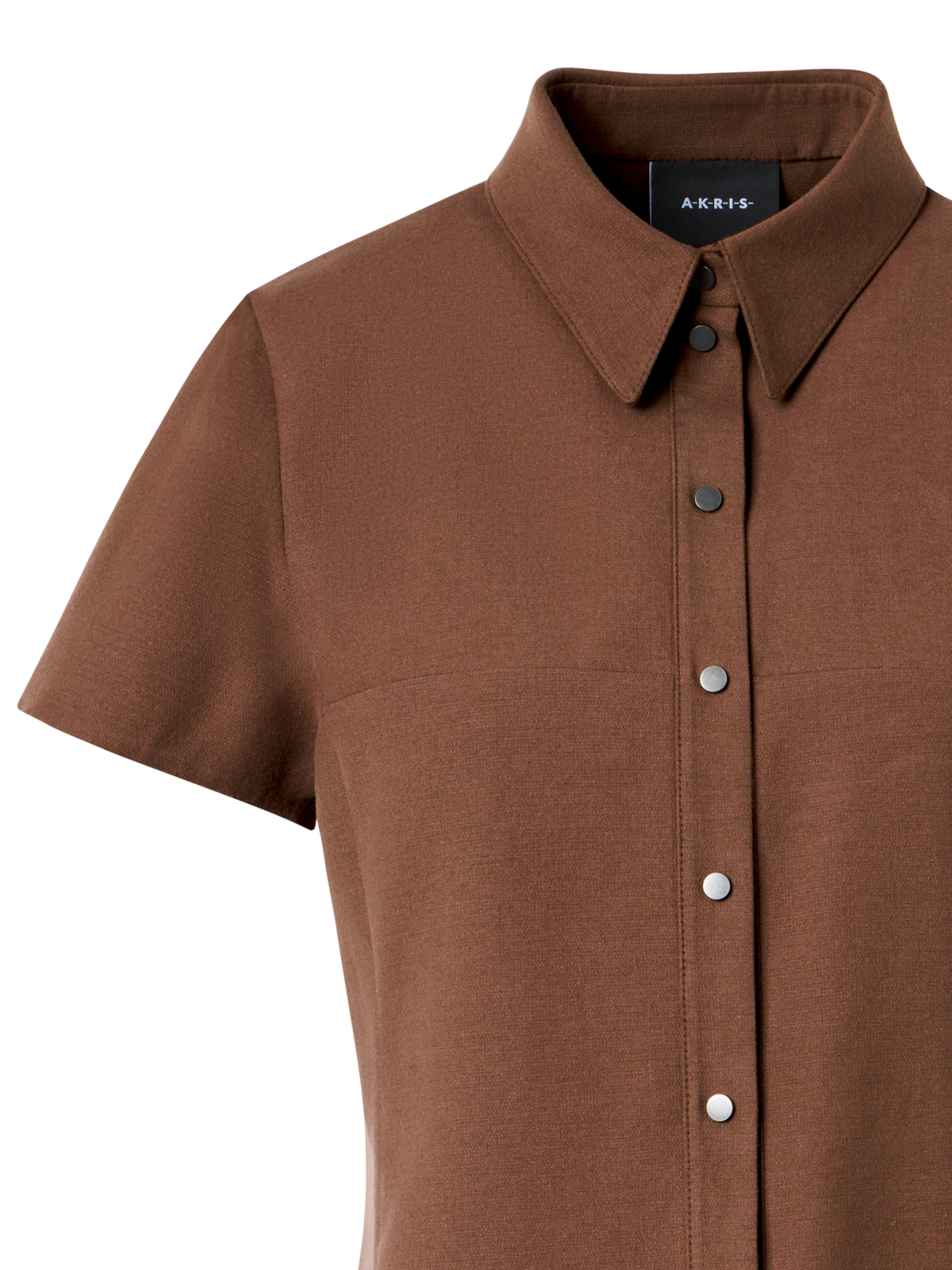 Designer Cotton Silk Stretch Double-Face Polo Dress - brown