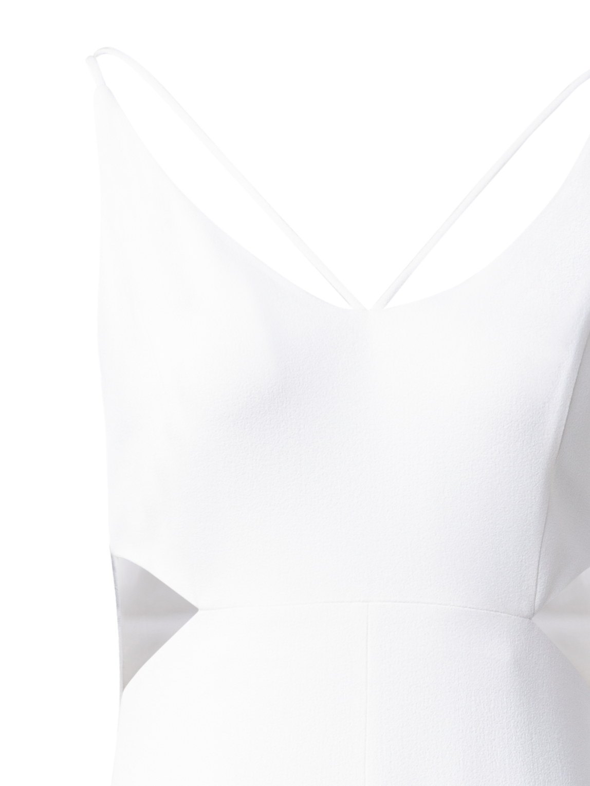 Designer Long Evening Dress with Side Cut Outs - ecru - white