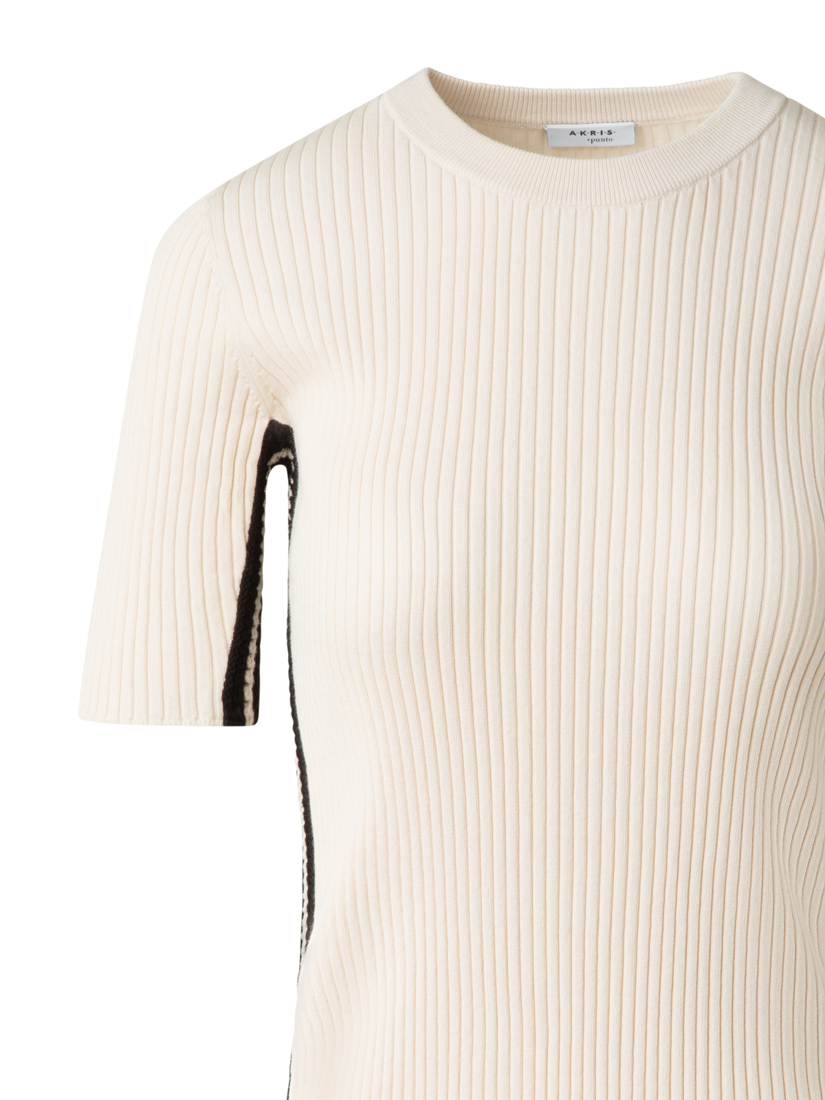 Designer Short Sleeves Sweater with Contrast Stripes - pastel - multicolor - beige