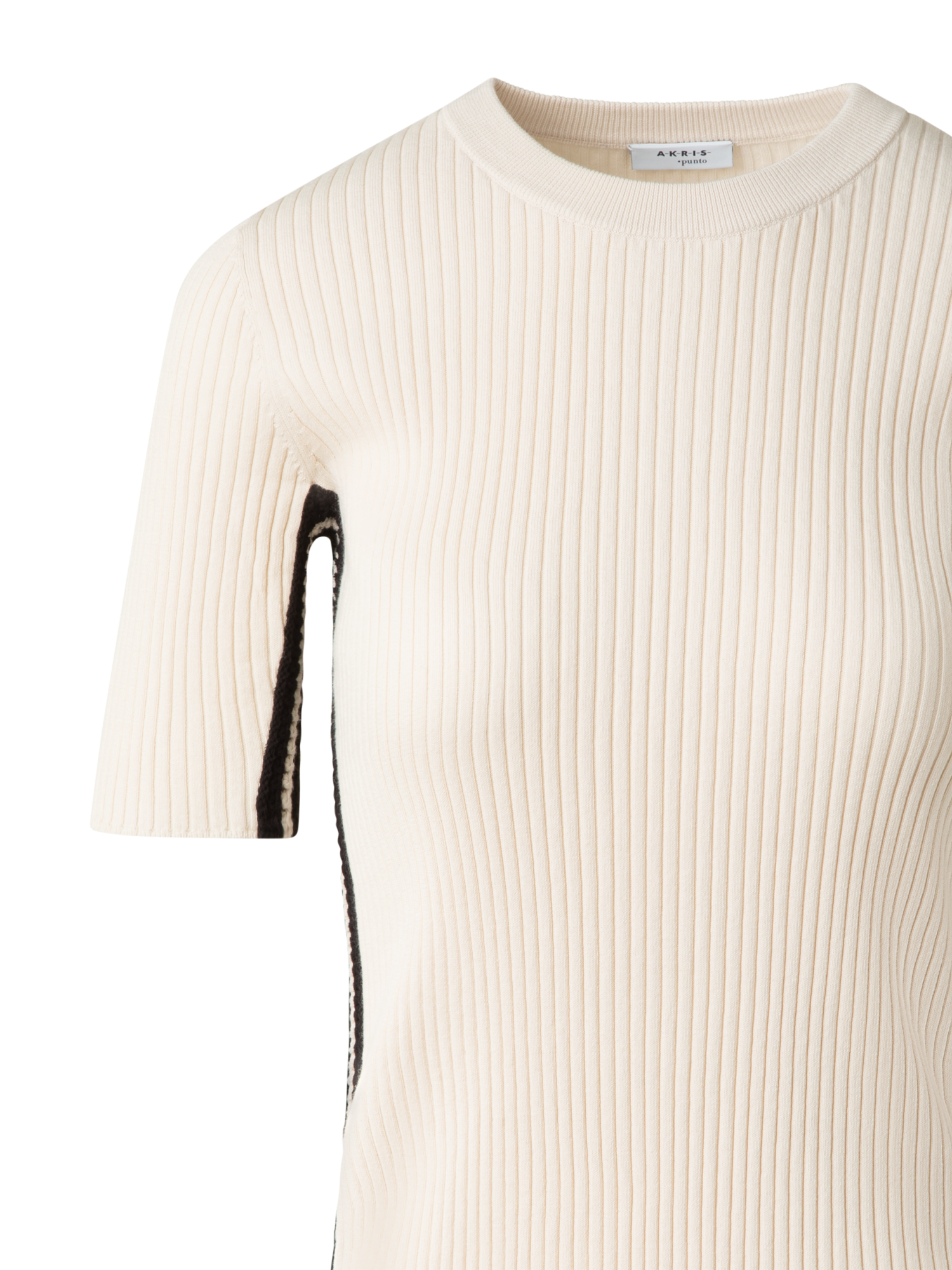 Designer Short Sleeves Sweater with Contrast Stripes - pastel - multicolor - beige