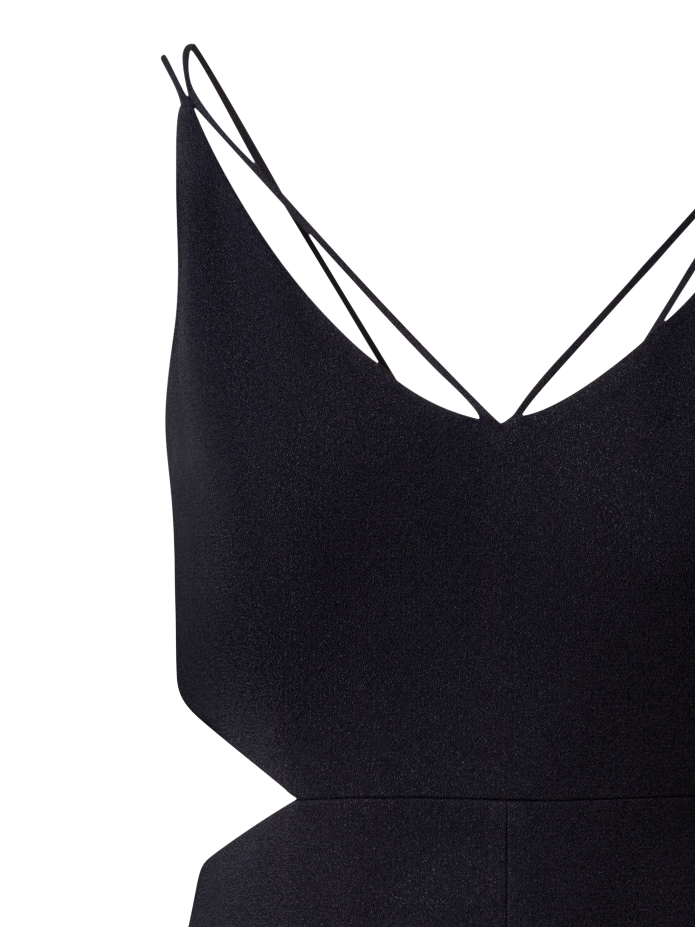 Designer Midi Dress with Side Cut Outs - black