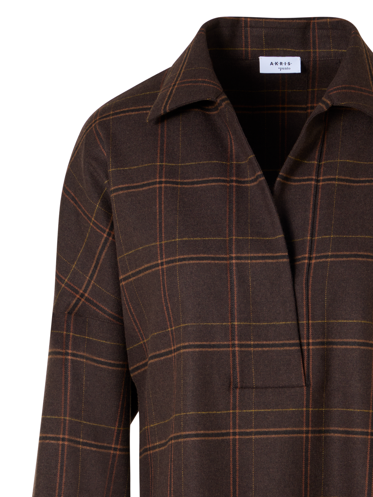 Designer Boxy Check Blouse in Flannel - brown