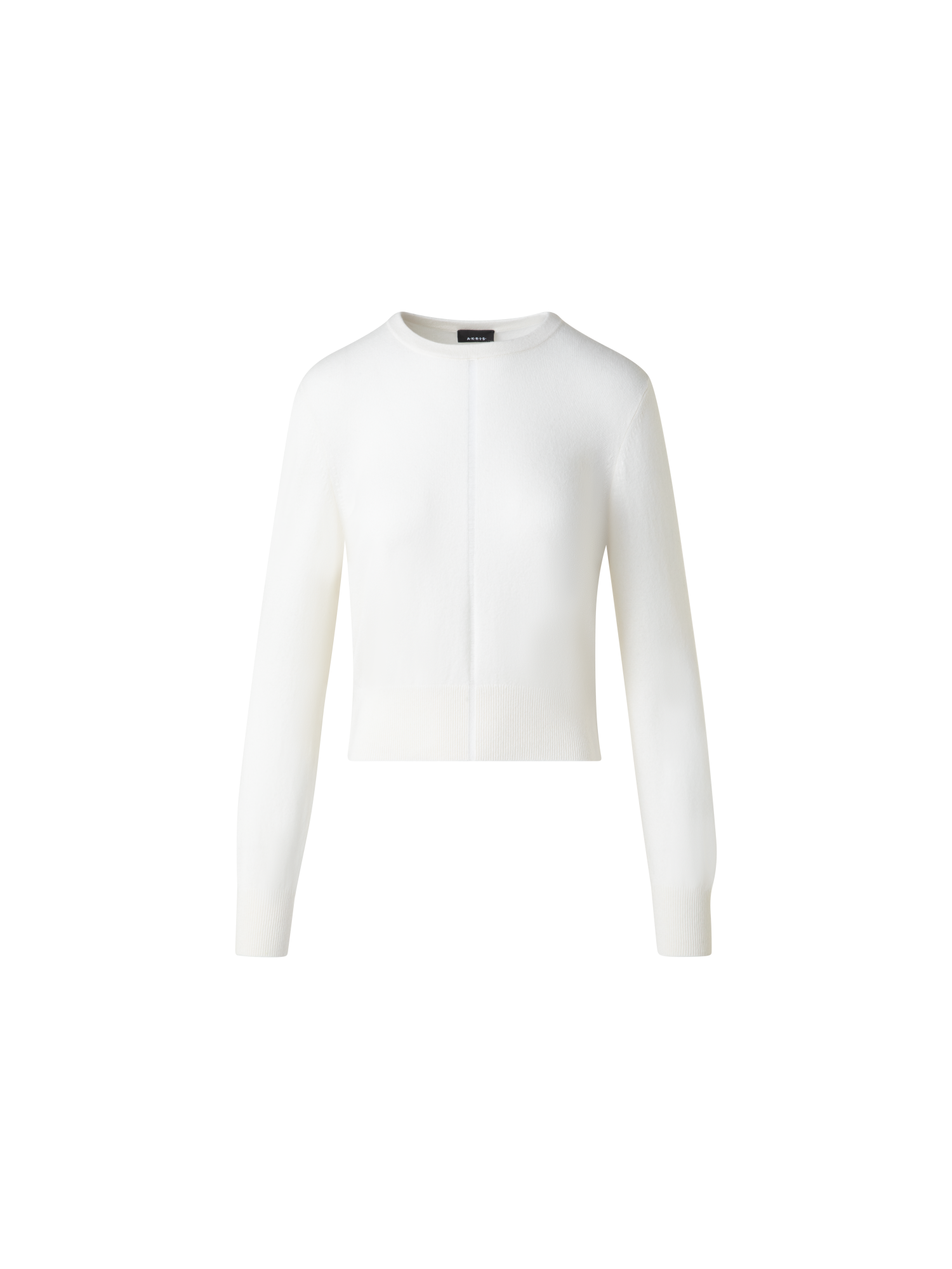 Designer Cashmere Sweater with Fine Sheer Stripe - ecru - white