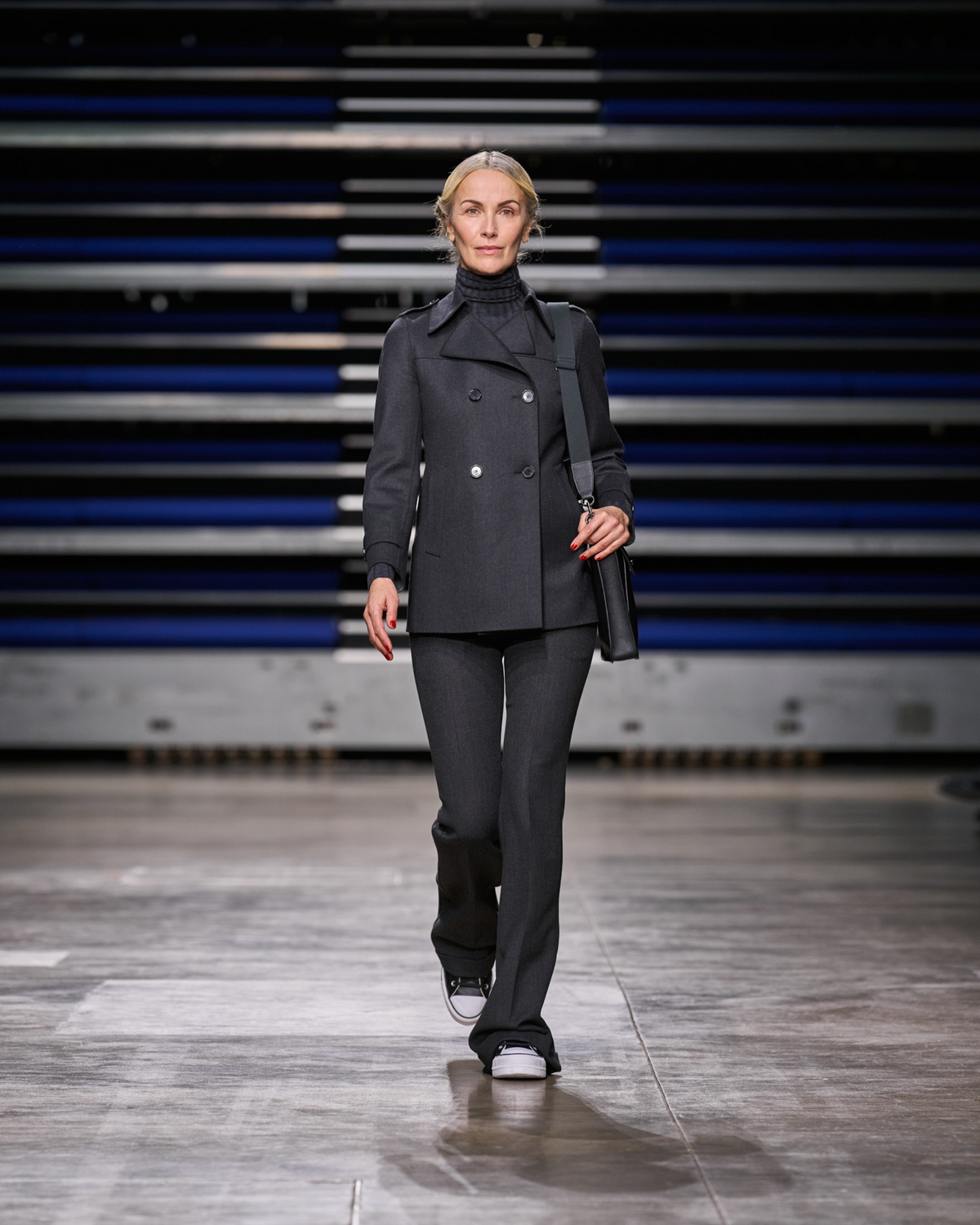 Designer Wool Stretch Double-Face Peacoat - grey #editorial