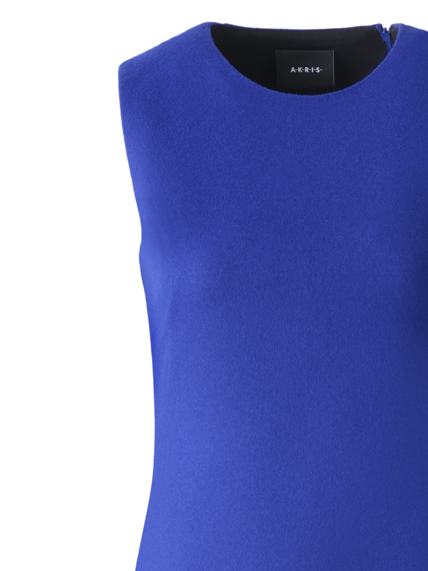 Designer Asymmetrical Wool Double-Face Midi Dress - blue