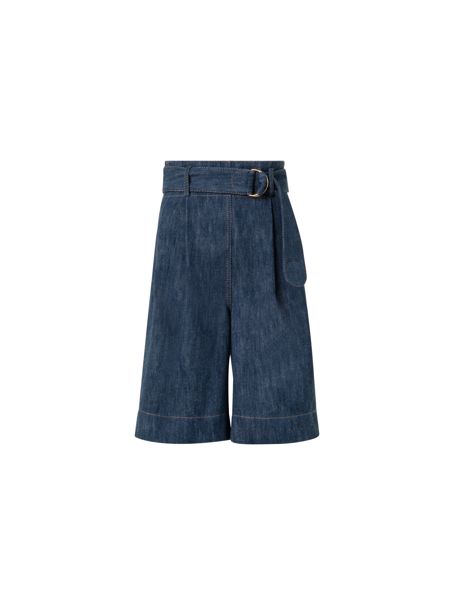 Designer Wide Cotton Wool Denim Bermuda Shorts - navy - blue