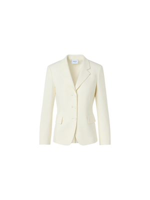 Designer Pebble Crêpe Three-Button Blazer - ecru