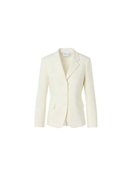Designer Pebble Crêpe Three-Button Blazer - ecru