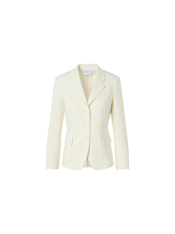 Designer Pebble Crêpe Three-Button Blazer - ecru