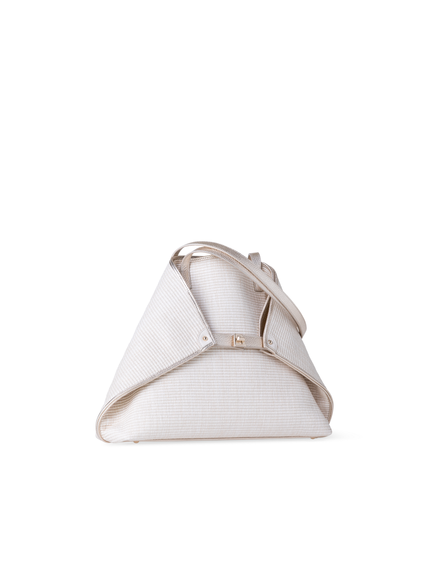 Designer Ai Medium Shoulder Tote - silver - ecru - beige - white