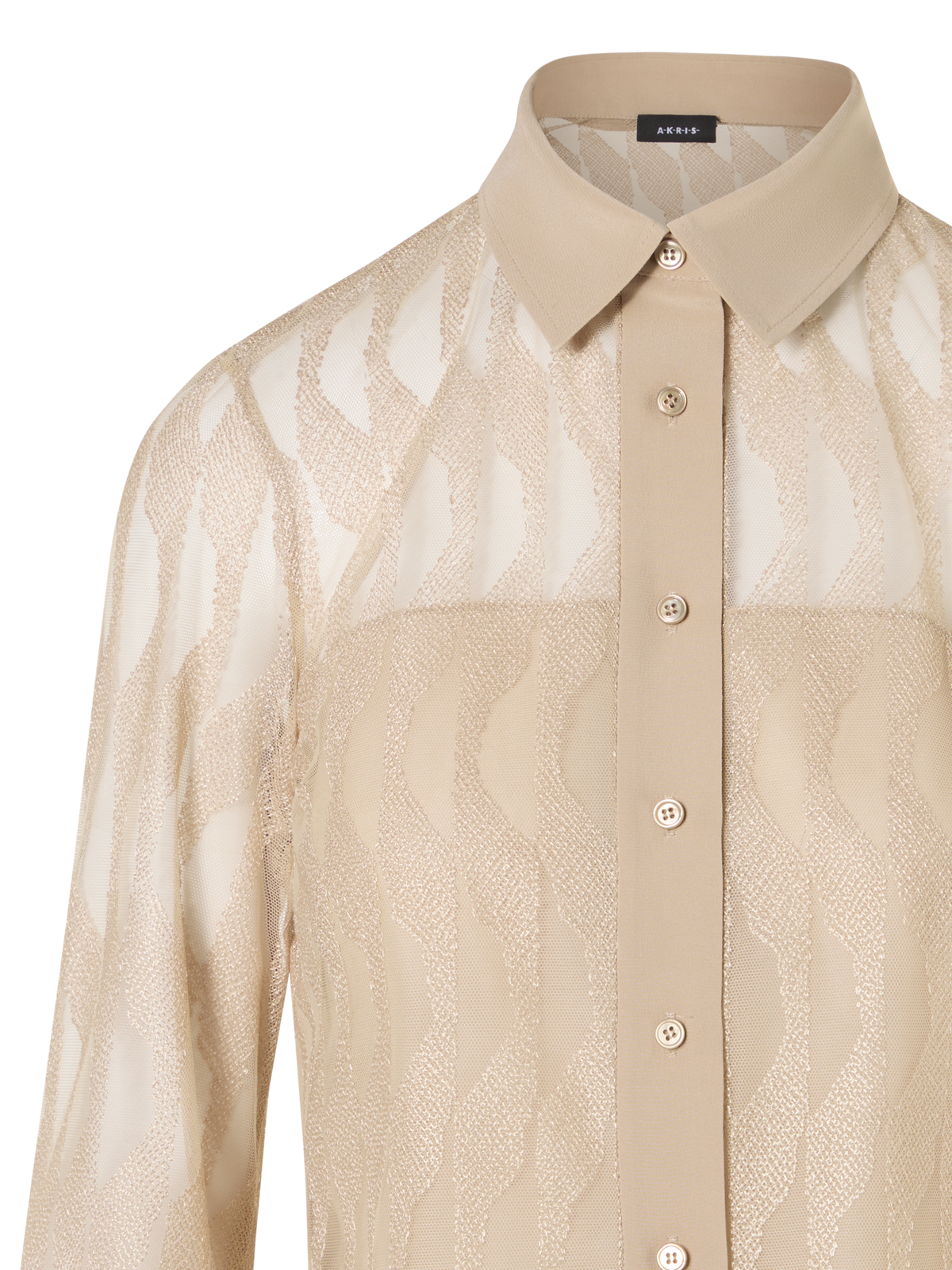Designer Long-Sleeve High Plains Blouse - beige