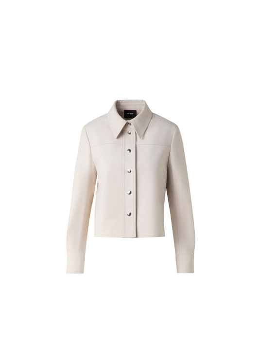 Designer Cropped Jacket in Cotton Denim - neutral - pastel - beige