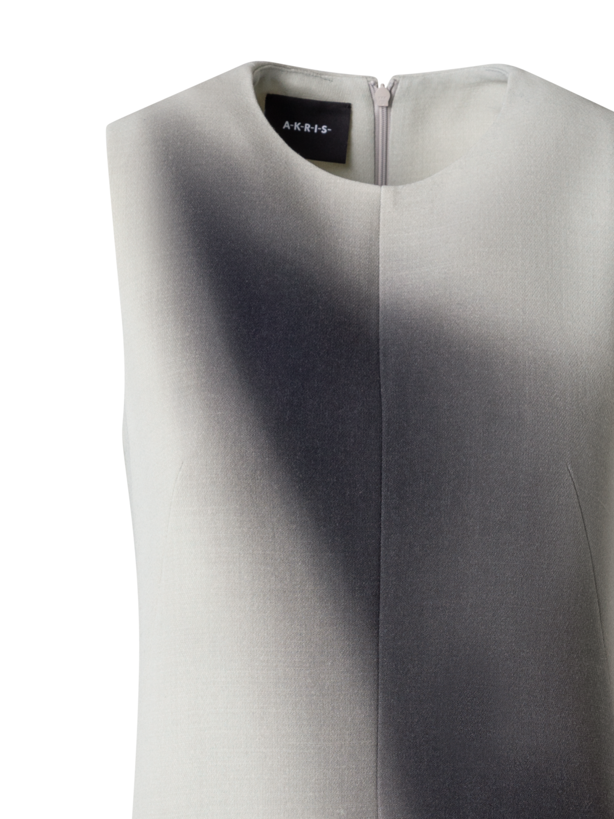 Designer Wool Double-Face Sheath Dress with Shadow Print - grey - multicolor