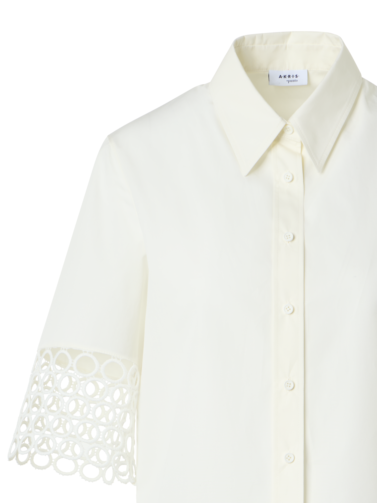 Designer Cotton Boxy Blouse with Eyelet Guipure - white