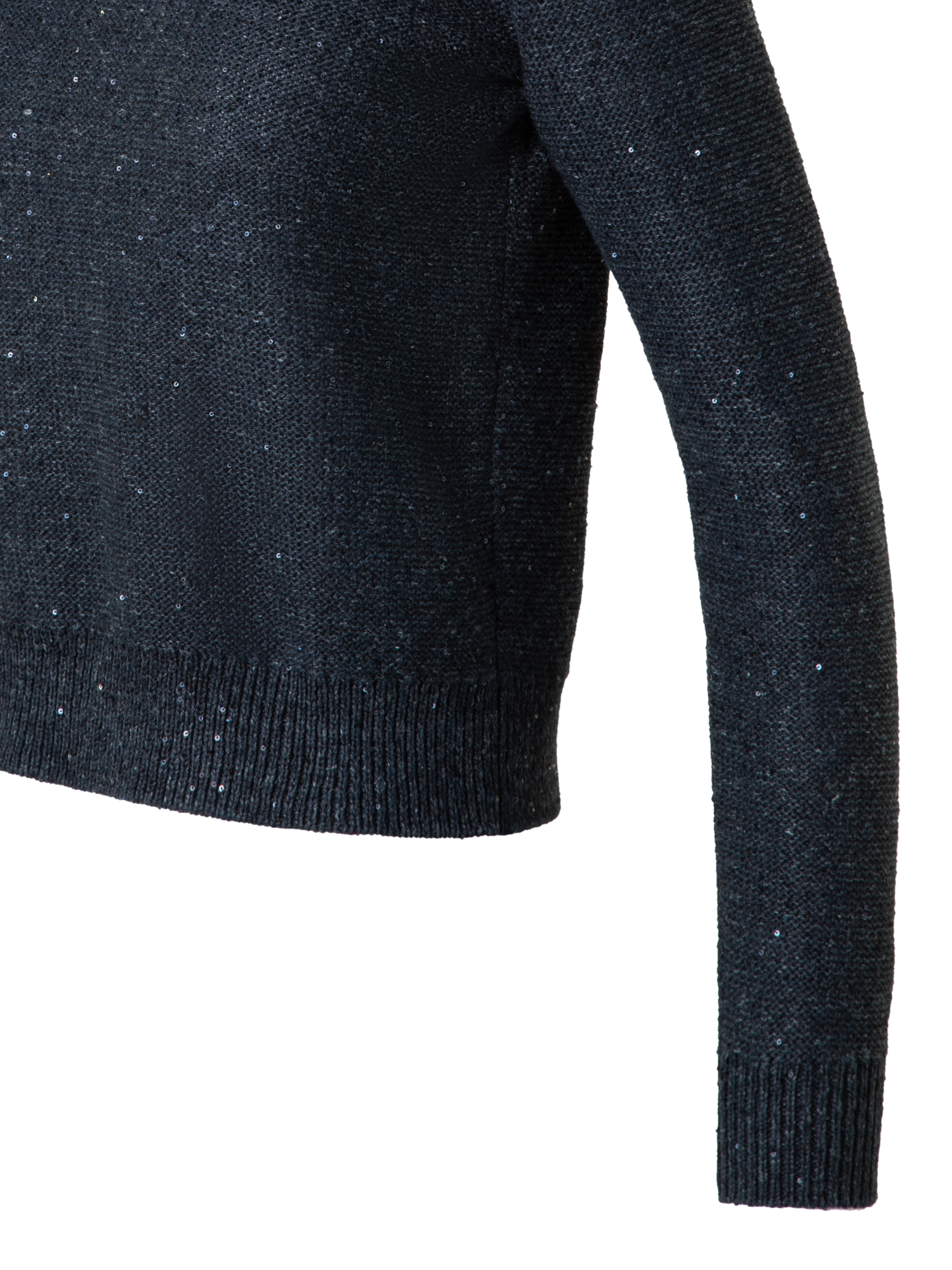 Designer Knit Sweater in Linen Cotton with Micro Sequins - grey