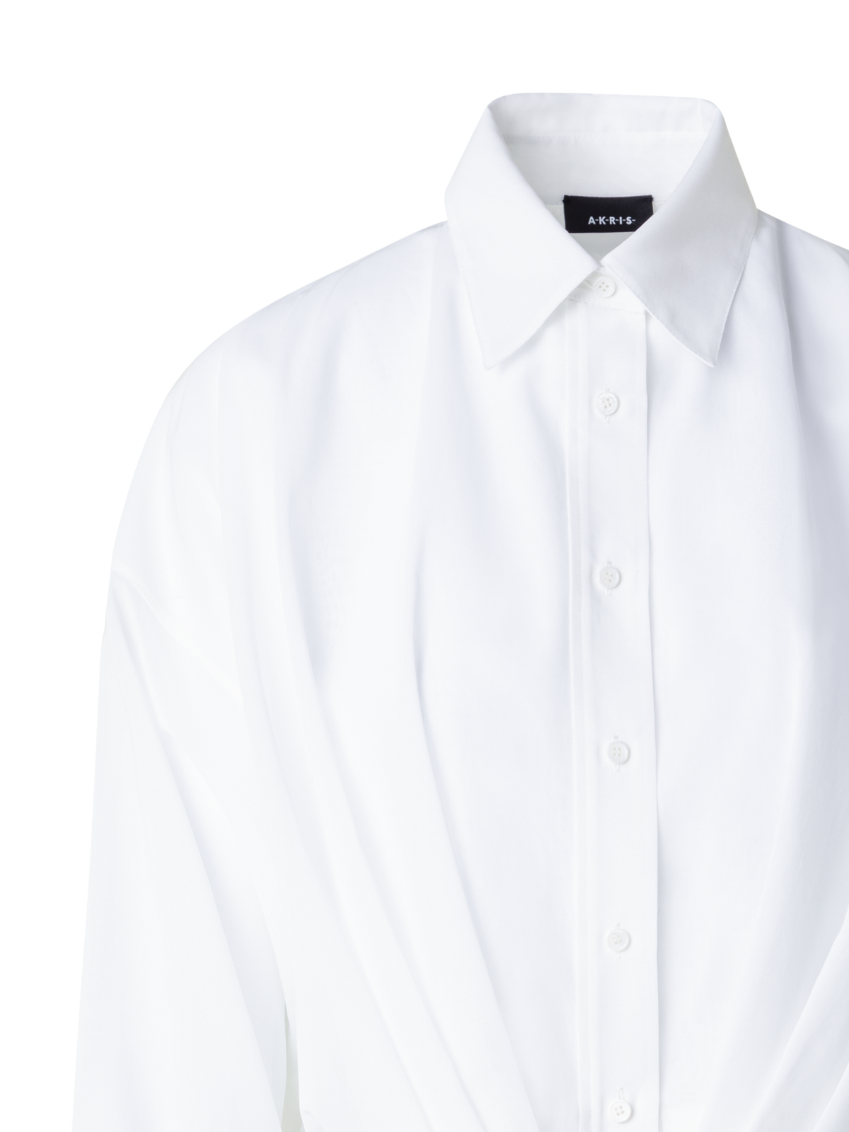 Designer Short Cotton Voile Blouse with Wide Sleeves - ecru - white