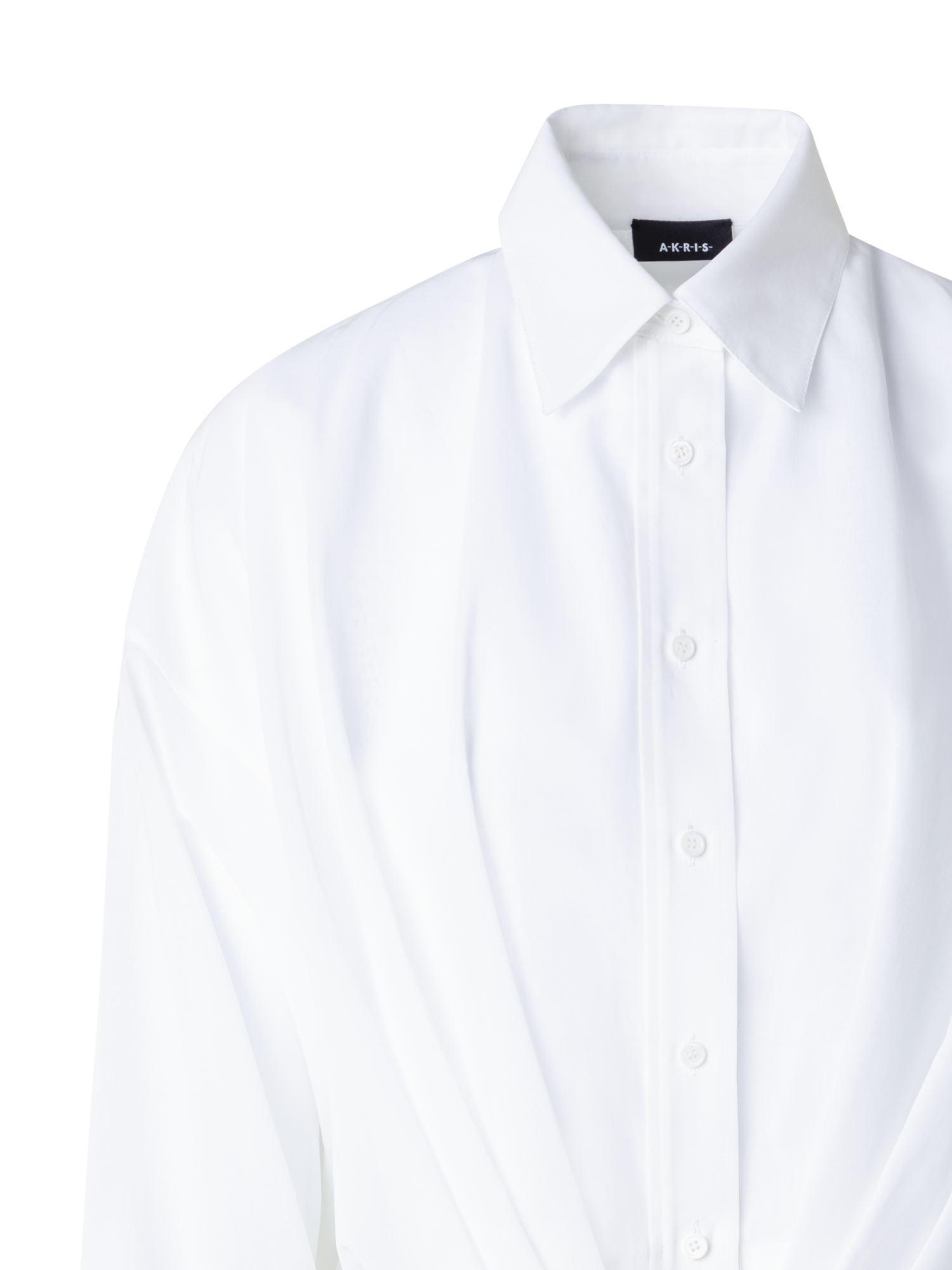 Designer Short Cotton Voile Blouse with Wide Sleeves - ecru - white