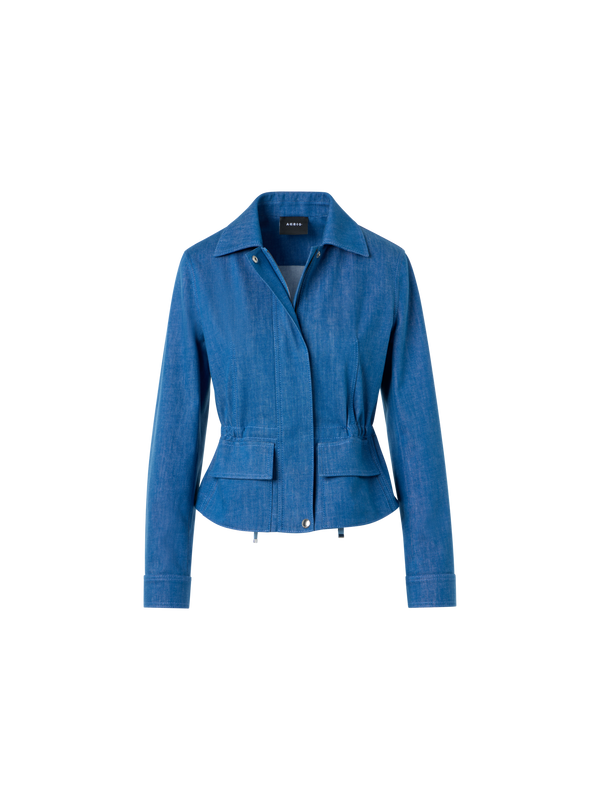 Designer Short Cotton Stretch Denim Jacket - blue