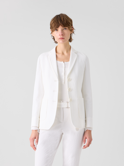 Designer Relaxed Cotton Stretch Seersucker Jacket - white #editorial