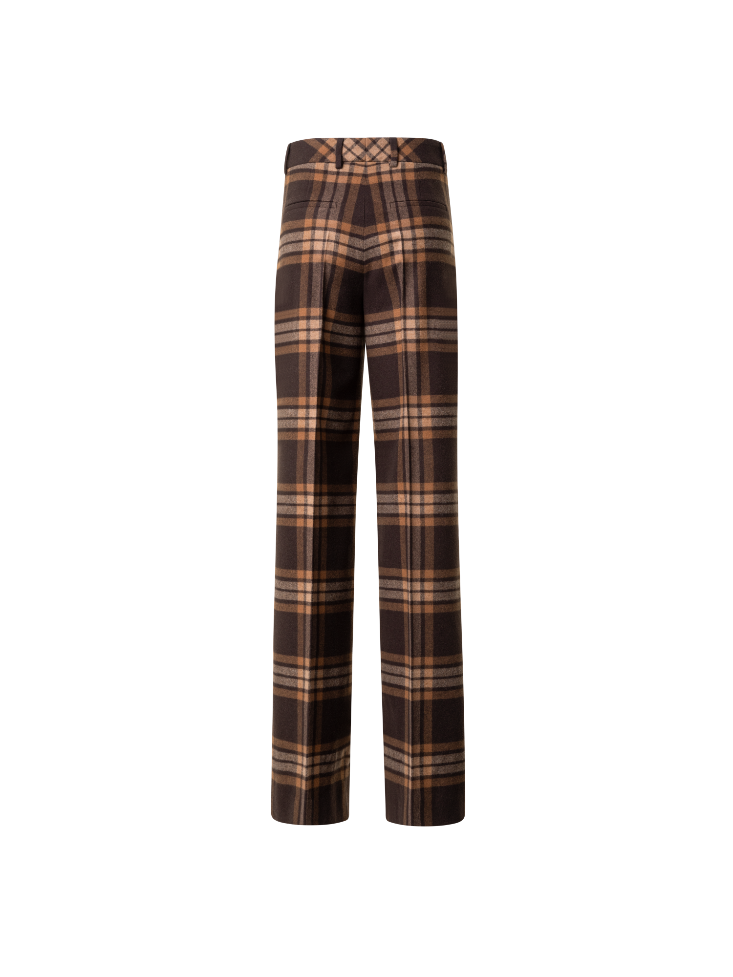 Designer Wide Wool Flannel Check Pants - brown - multicolor