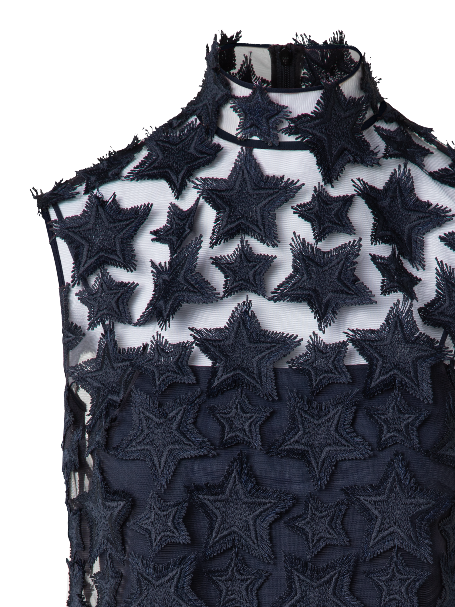 Designer Top with 3D Star Embroidery - navy - blue
