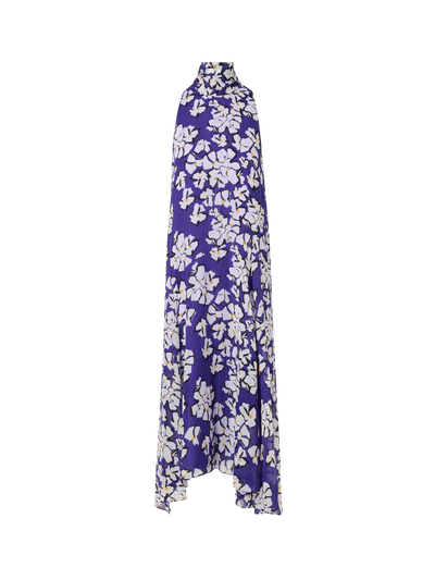 Designer Sleeveless Papercut Flower Midi Dress - purple