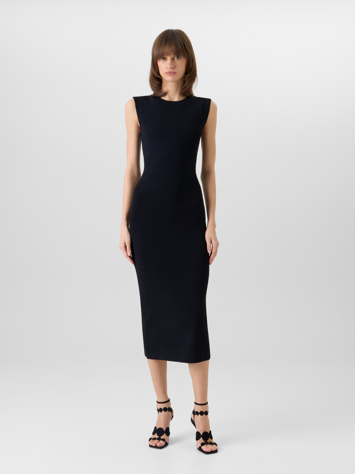 Designer Sleeveless Viscose Jersey Dress - black #editorial