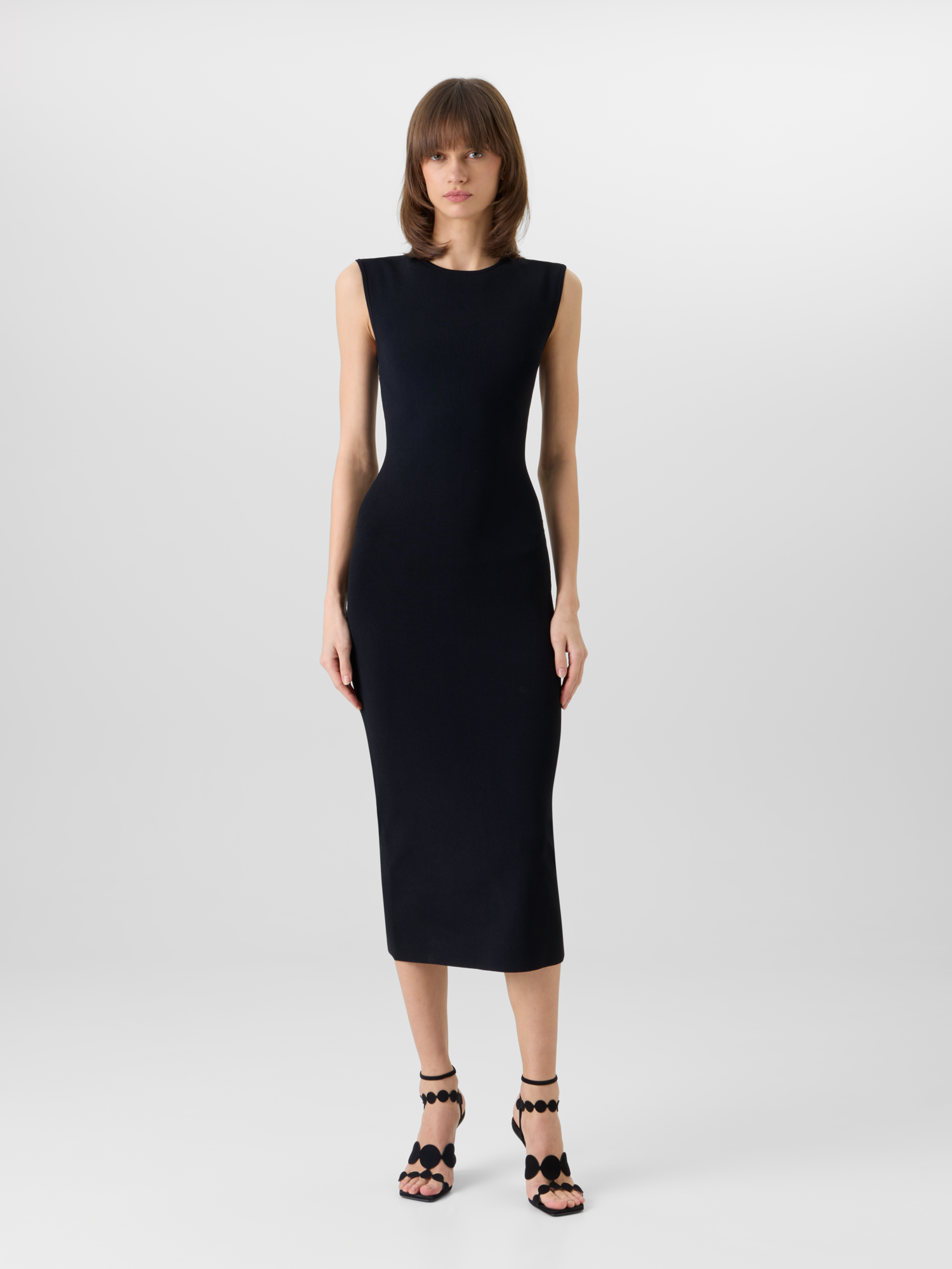 Designer Sleeveless Viscose Jersey Dress - black 