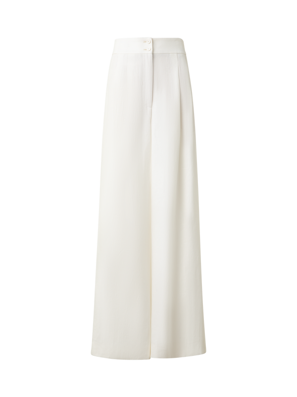 Designer Extra Wide Palazzo Linen Pants - neutral - ecru - white