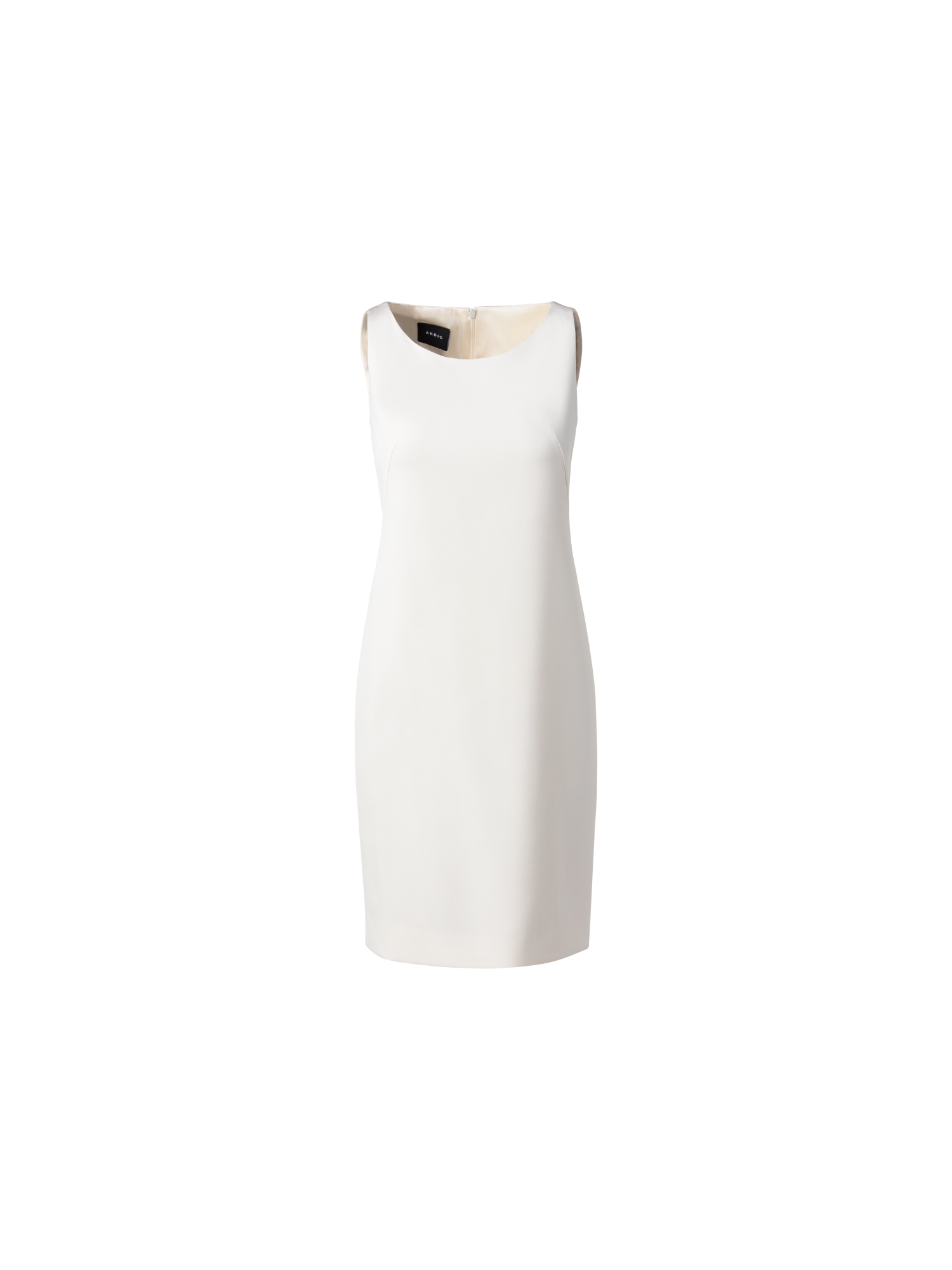 Designer Silk Crêpe Stretch Sheath Dress - ecru - white