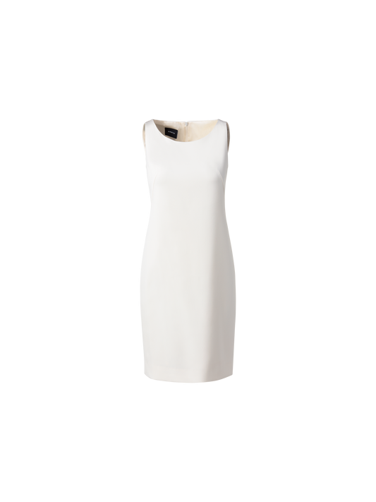 Designer Silk Crêpe Stretch Sheath Dress - ecru - white