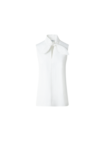 Designer Sleeveless Cotton Tie Knot Blouse - neutral - ecru - white