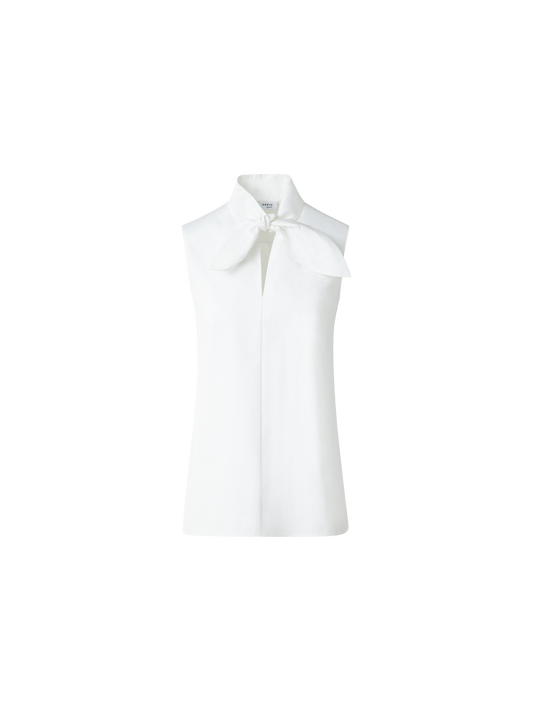 Designer Sleeveless Cotton Tie Knot Blouse - neutral - ecru - white