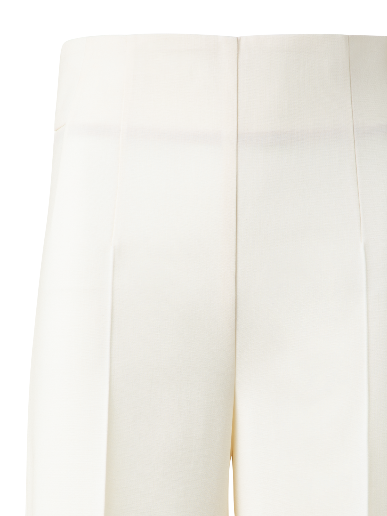 Designer Wide Straight Wool Double-Face Pants - neutral - ecru - white