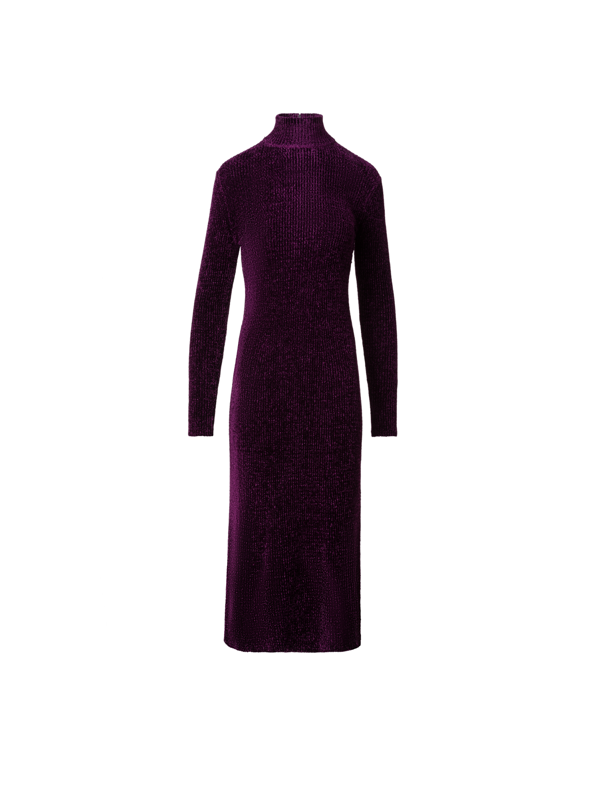 Designer Long Sleeve Chenille Rib Tube Dress - purple